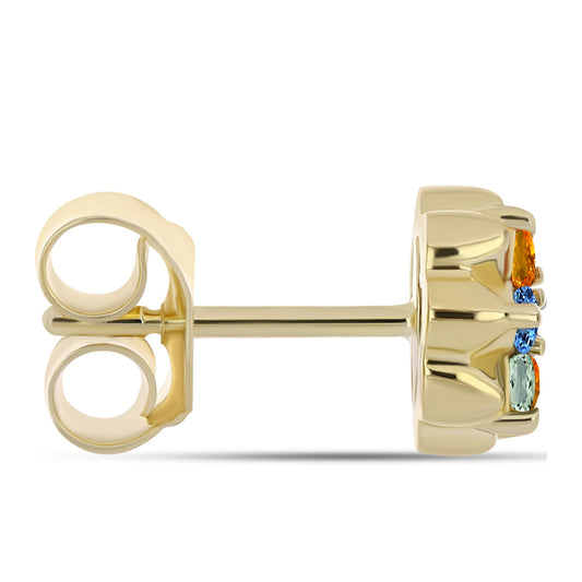 Pendientes de Plata Bañada en Oro con Zafiro Arco Iris y Topacio Blanco