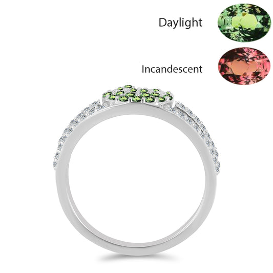 Anillo de Plata con Alejandrita natural y Topacio Blanco