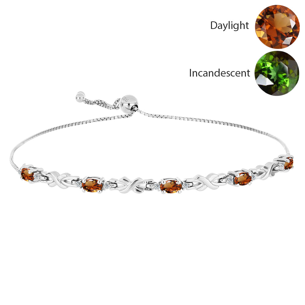Pulsera de Plata con Zultanita de Anatolia certificado y cultivado en laboratorio y Topacio Blanco 1 