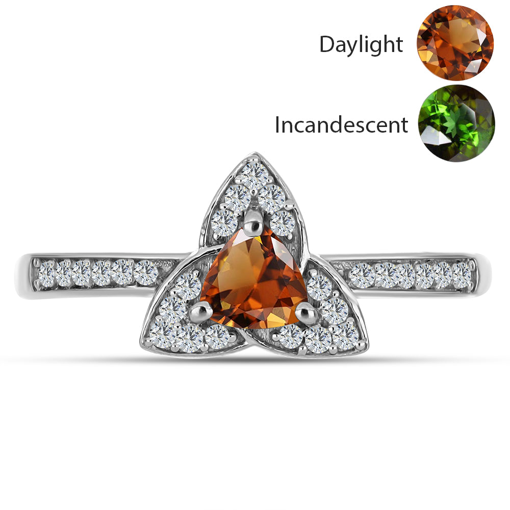 Anillo de Plata con Zultanita de Anatolia certificado y cultivado en laboratorio y Topacio Blanco 1 