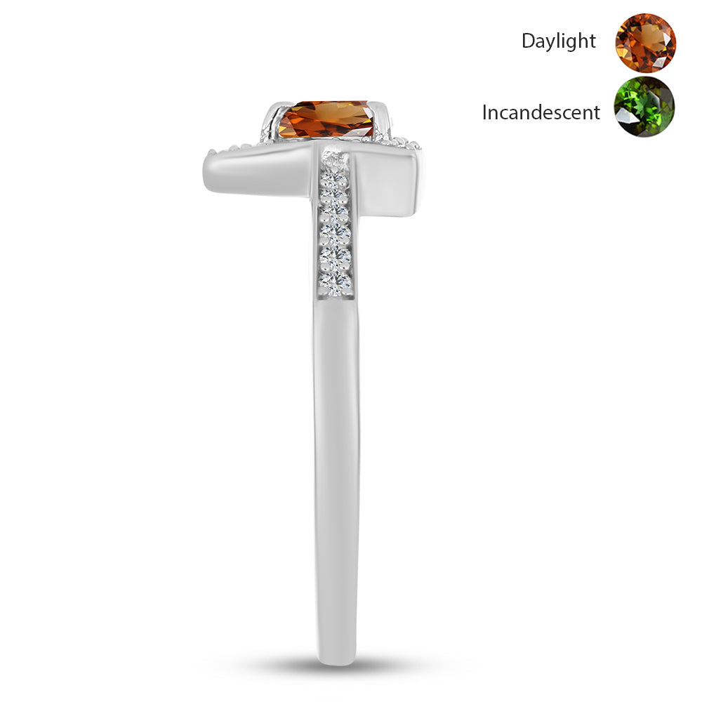 Anillo de Plata con Zultanita de Anatolia certificado y cultivado en laboratorio y Topacio Blanco 4 