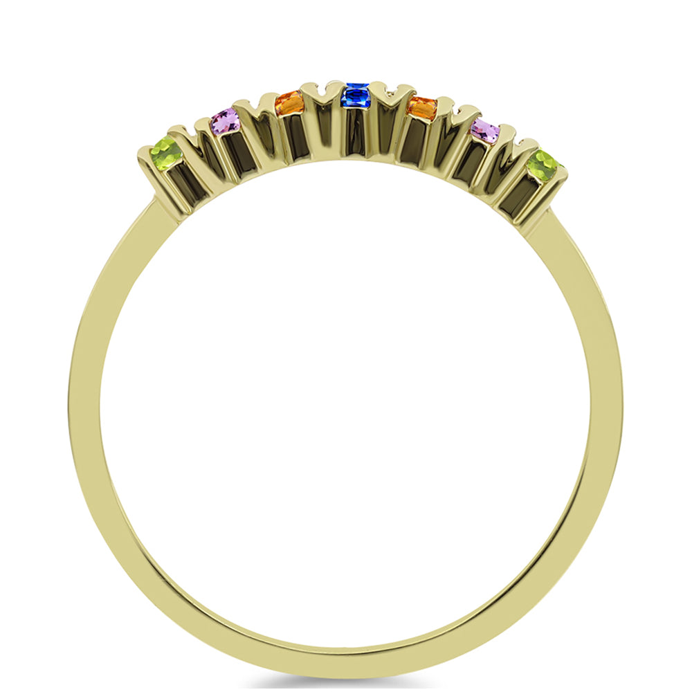 Anillo de Plata Bañada en Oro con Zafiro Arco Iris 3 
