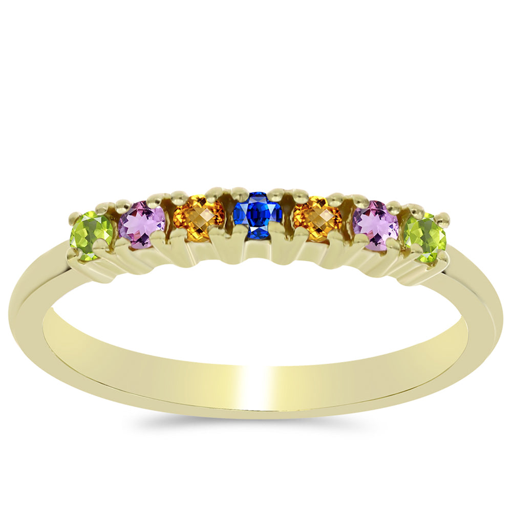 Anillo de Plata Bañada en Oro con Zafiro Arco Iris