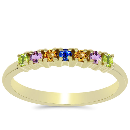 Anillo de Plata Bañada en Oro con Zafiro Arco Iris