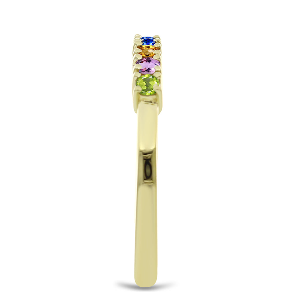 Anillo de Plata Bañada en Oro con Zafiro Arco Iris