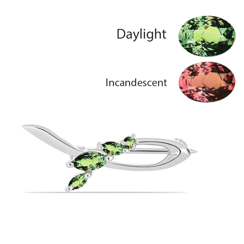 Broche de Plata con Alejandrita natural