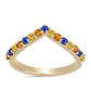 Anillo de Plata Bañada en Oro con Zafiro Arco Iris