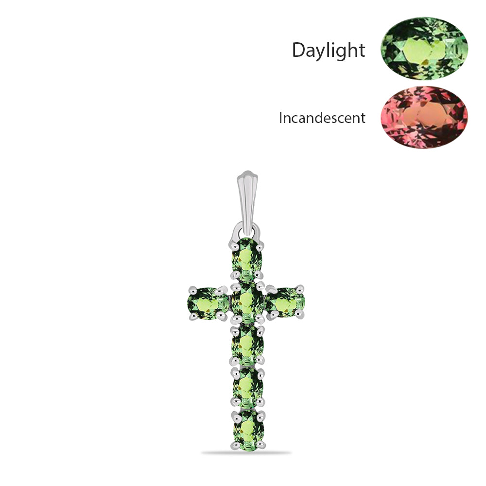 Cruz Colgante de Plata con Alejandrita natural 1 