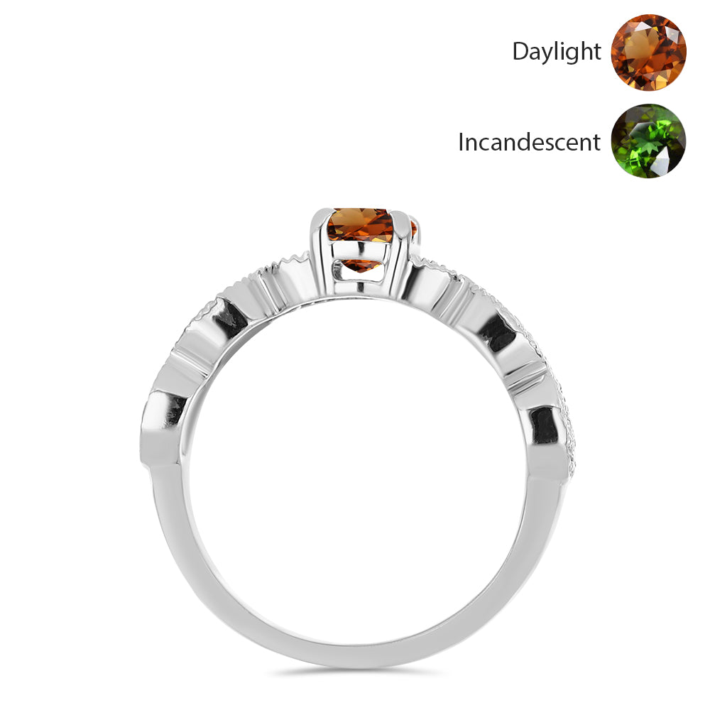 Anillo de Plata con Zultanita de Anatolia certificado y cultivado en laboratorio y Topacio Blanco 3 