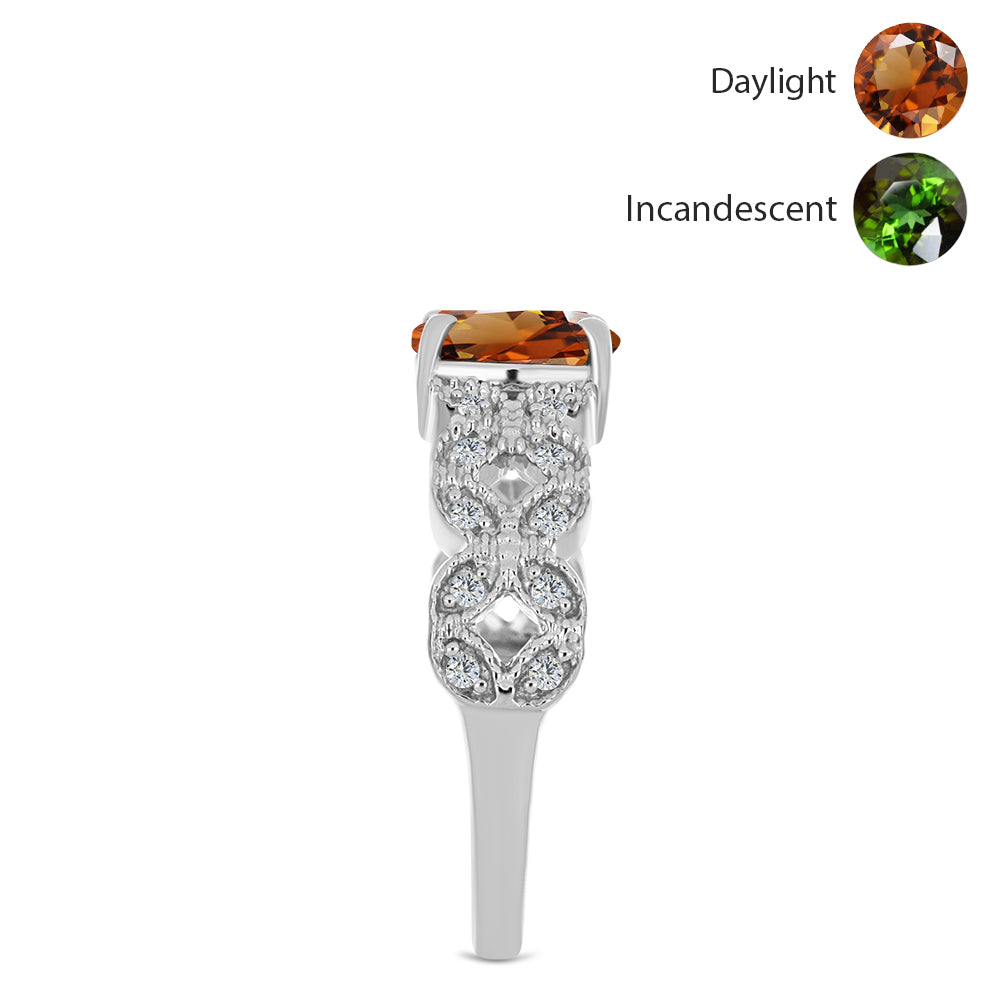 Anillo de Plata con Zultanita de Anatolia certificado y cultivado en laboratorio y Topacio Blanco 4 