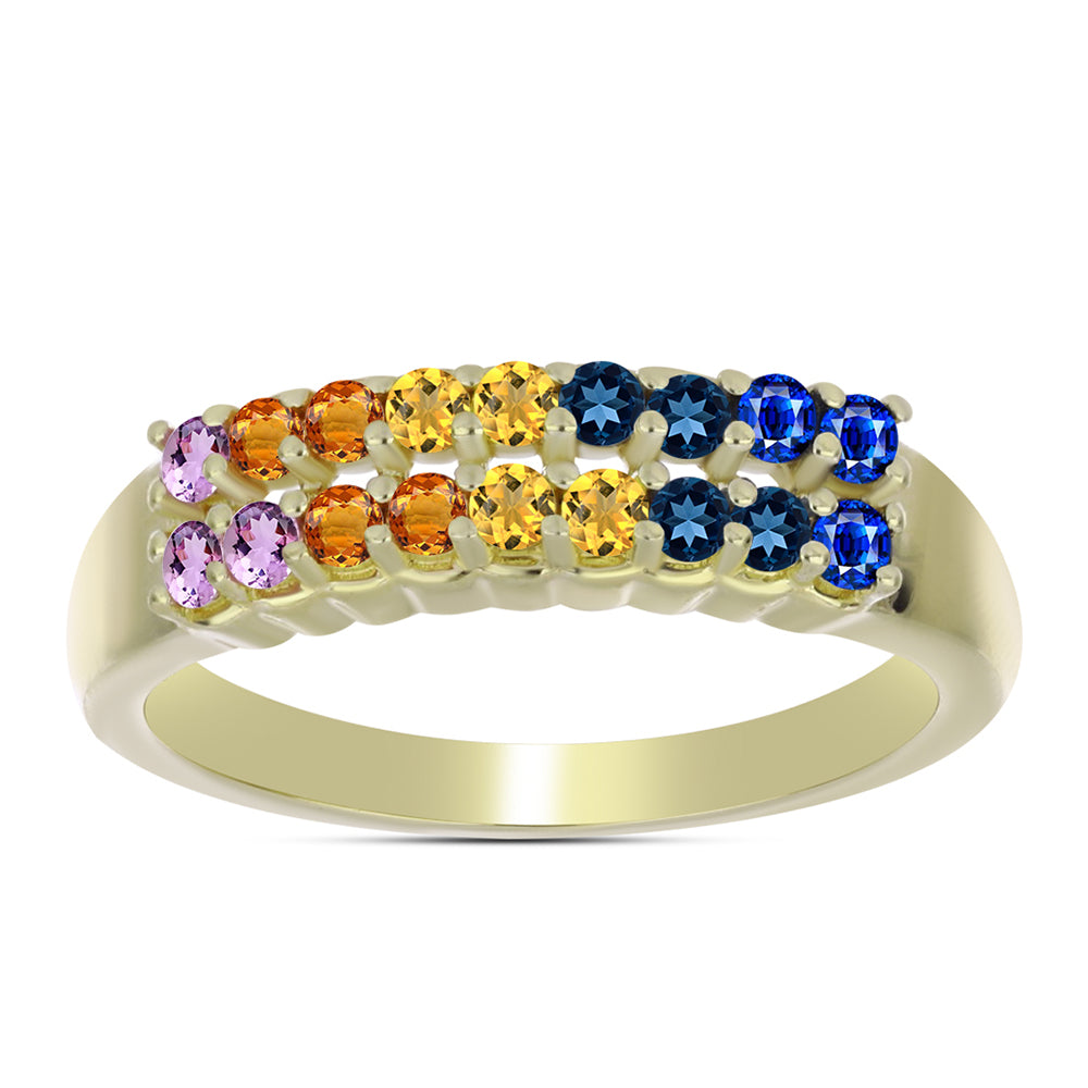 Anillo de Plata Bañada en Oro con Zafiro Arco Iris 1 