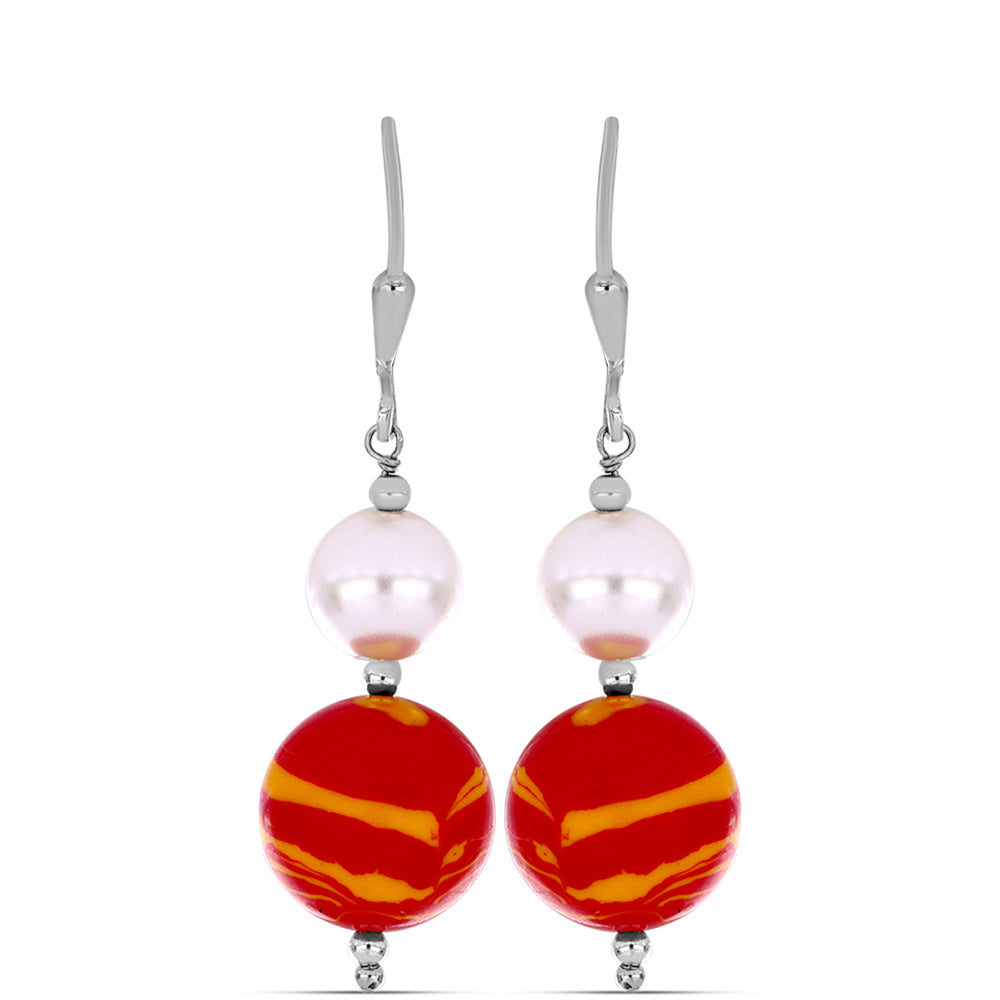 Pendientes de Plata con Jaspe Garra de León y Perla de Agua Dulce 1 