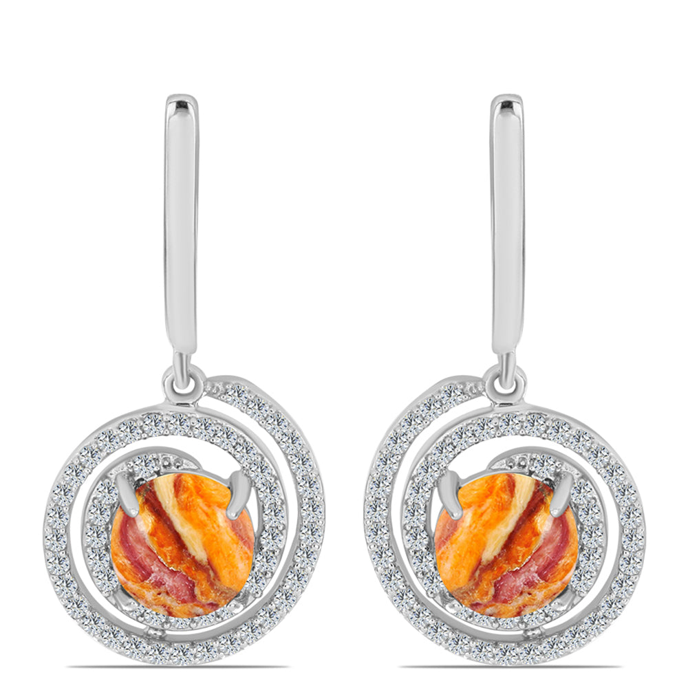 Pendientes de Plata con Jaspe Garra de León y Topacio Blanco