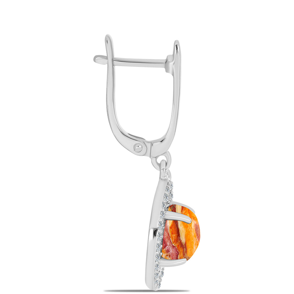 Pendientes de Plata con Jaspe Garra de León y Topacio Blanco 2 