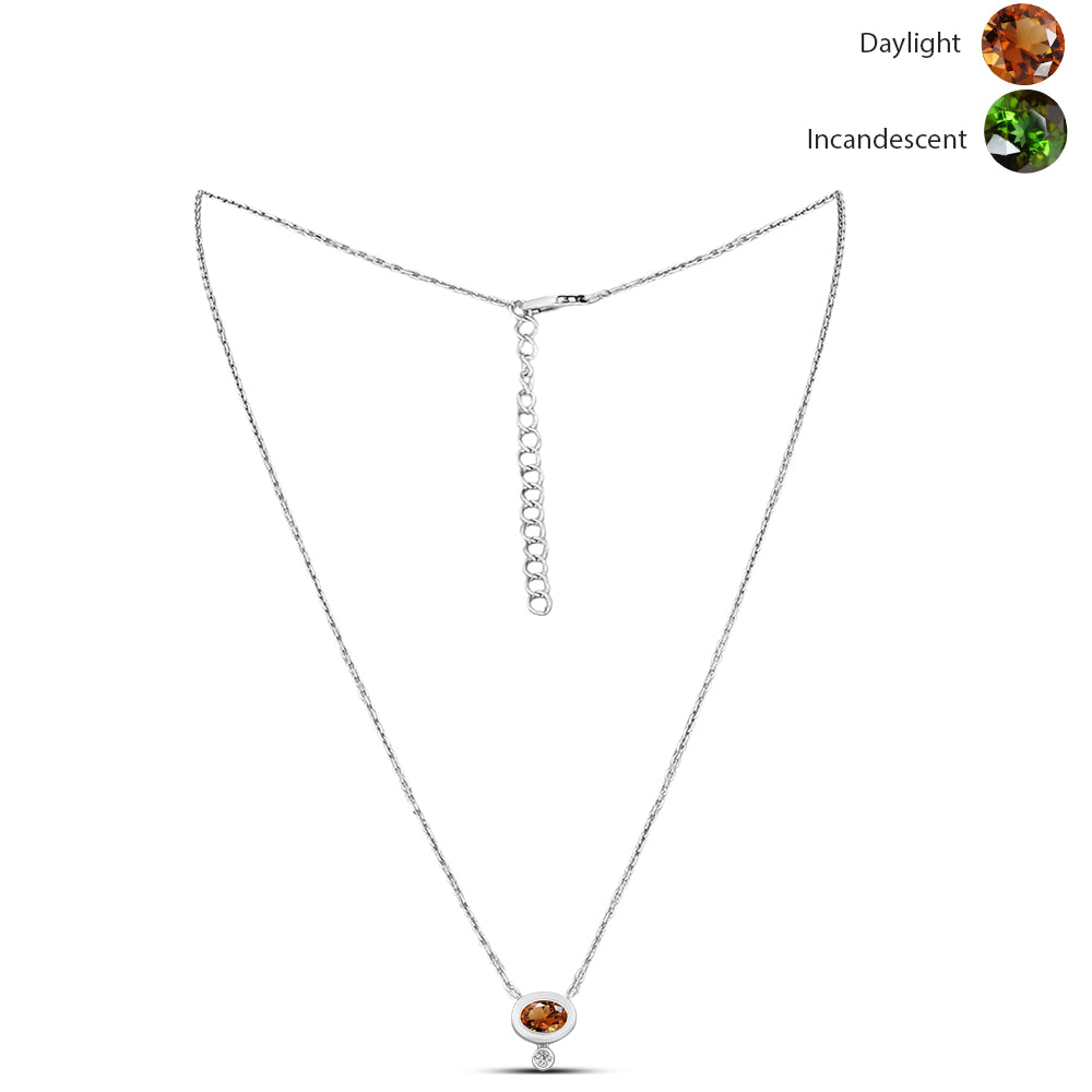 Collar de Plata con Zultanita de Anatolia certificado y cultivado en laboratorio y Topacio Blanco 1 