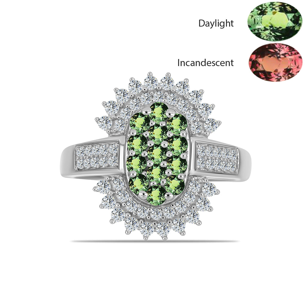 Anillo de Plata con Alejandrita natural y Topacio Blanco 1 