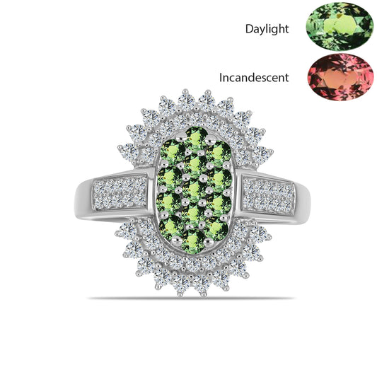 Anillo de Plata con Alejandrita natural y Topacio Blanco