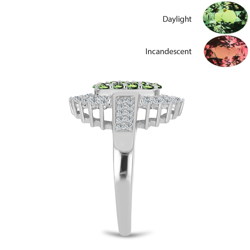 Anillo de Plata con Alejandrita natural y Topacio Blanco 4 