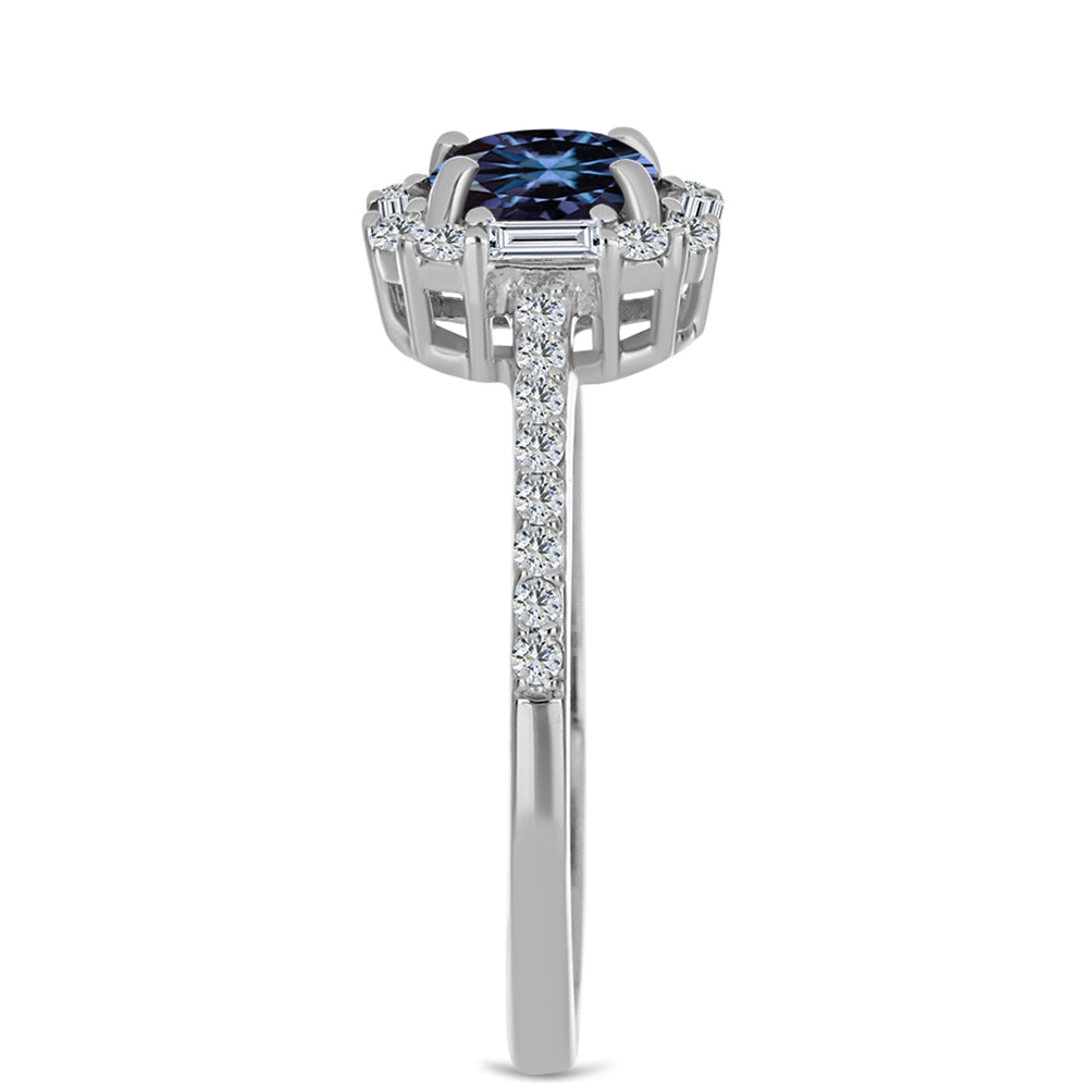 Anillo de Plata con Moisanita "Púrpura Imperial" y Zircón Blanco 4 