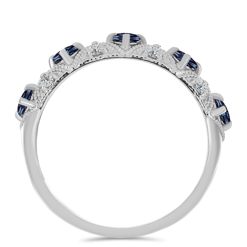 Anillo de Plata con Moisanita "Púrpura Imperial" y Topacio Blanco 2 