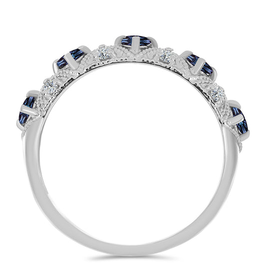 Anillo de Plata con Moisanita "Púrpura Imperial" y Topacio Blanco