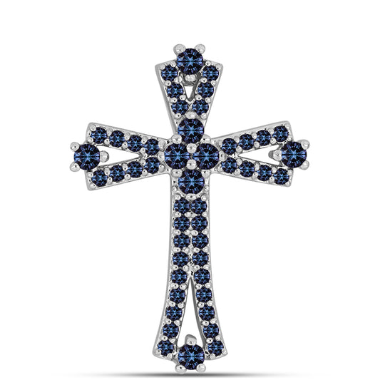 Cruz Colgante de Plata con Moisanita "Púrpura Imperial"