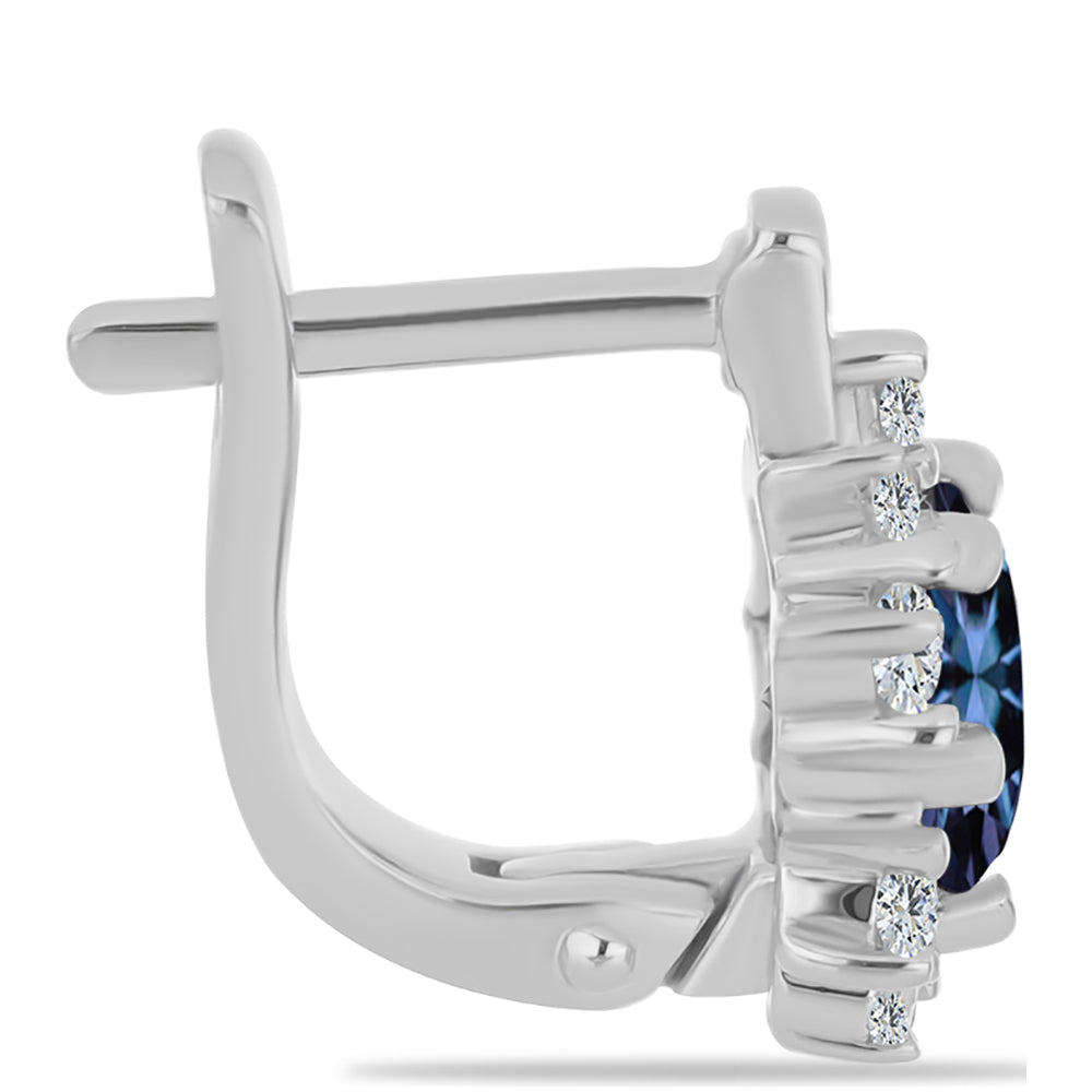 Pendientes de Plata con Moisanita "Púrpura Imperial" y Topacio Blanco