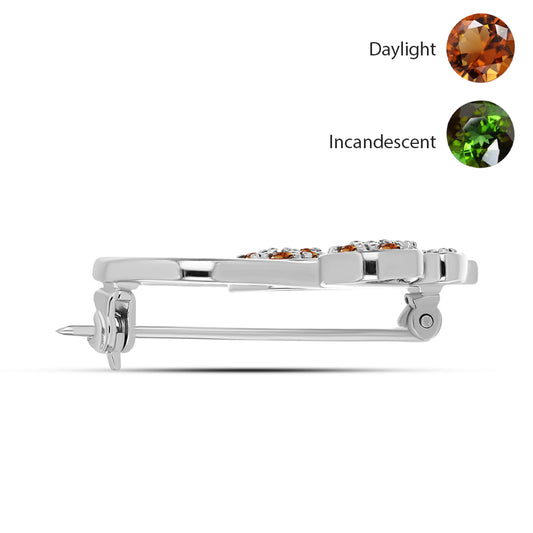 Broche de Plata con Zultanita de Anatolia certificado y cultivado en laboratorio