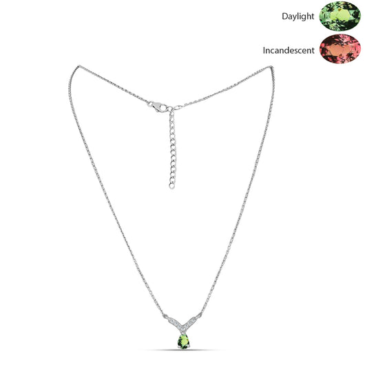 Collar de Plata con Alejandrita natural y Topacio Blanco