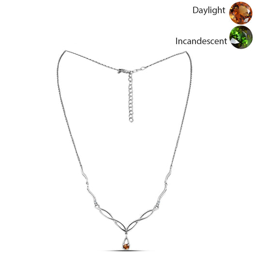 Collar de Plata con Zultanita de Anatolia certificado y cultivado en laboratorio y Topacio Blanco