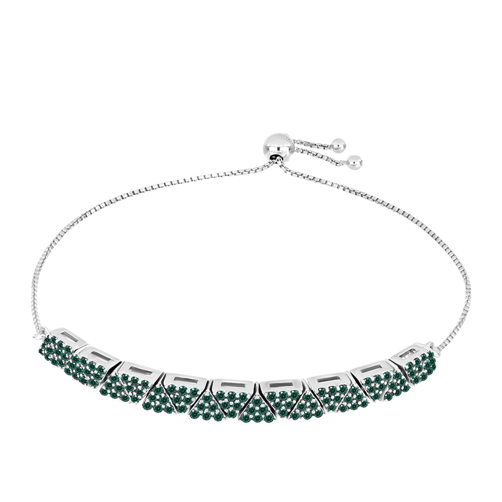 Pulsera de Plata con Moissanita azul mar verdosa 1 