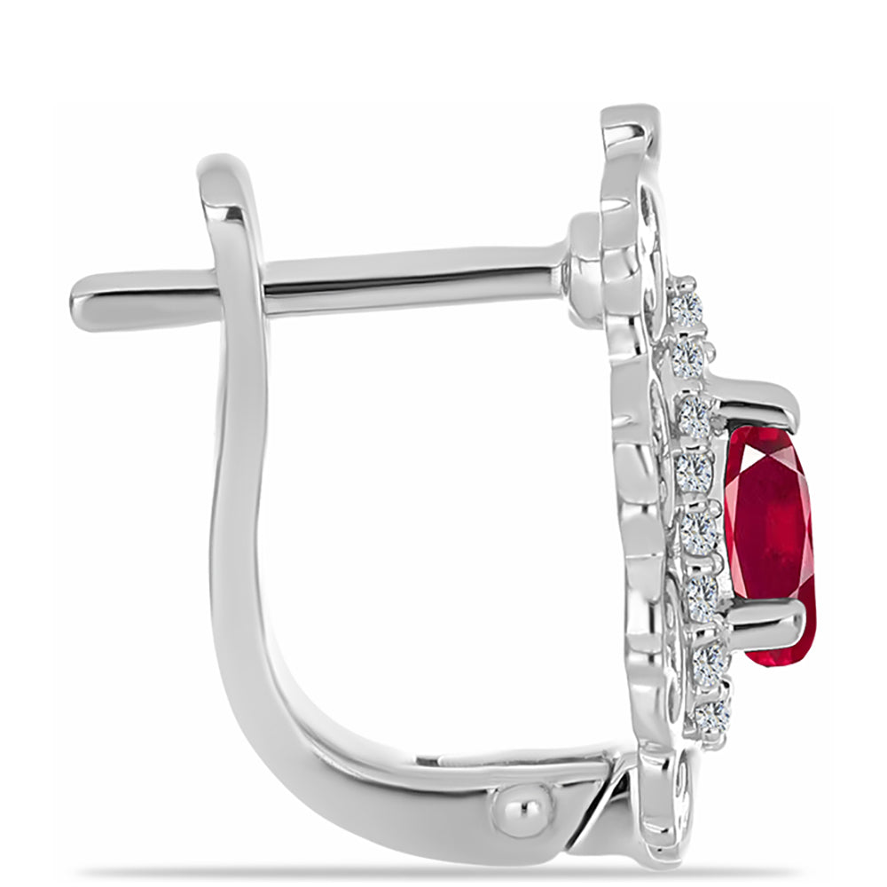 Pendientes de Plata con Rubí de Madagascar y Topacio Blanco 2 