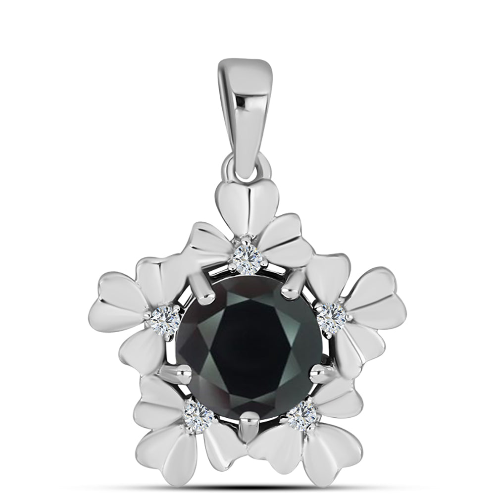 Colgante de Plata con Obsidiana y Topacio Blanco 1 