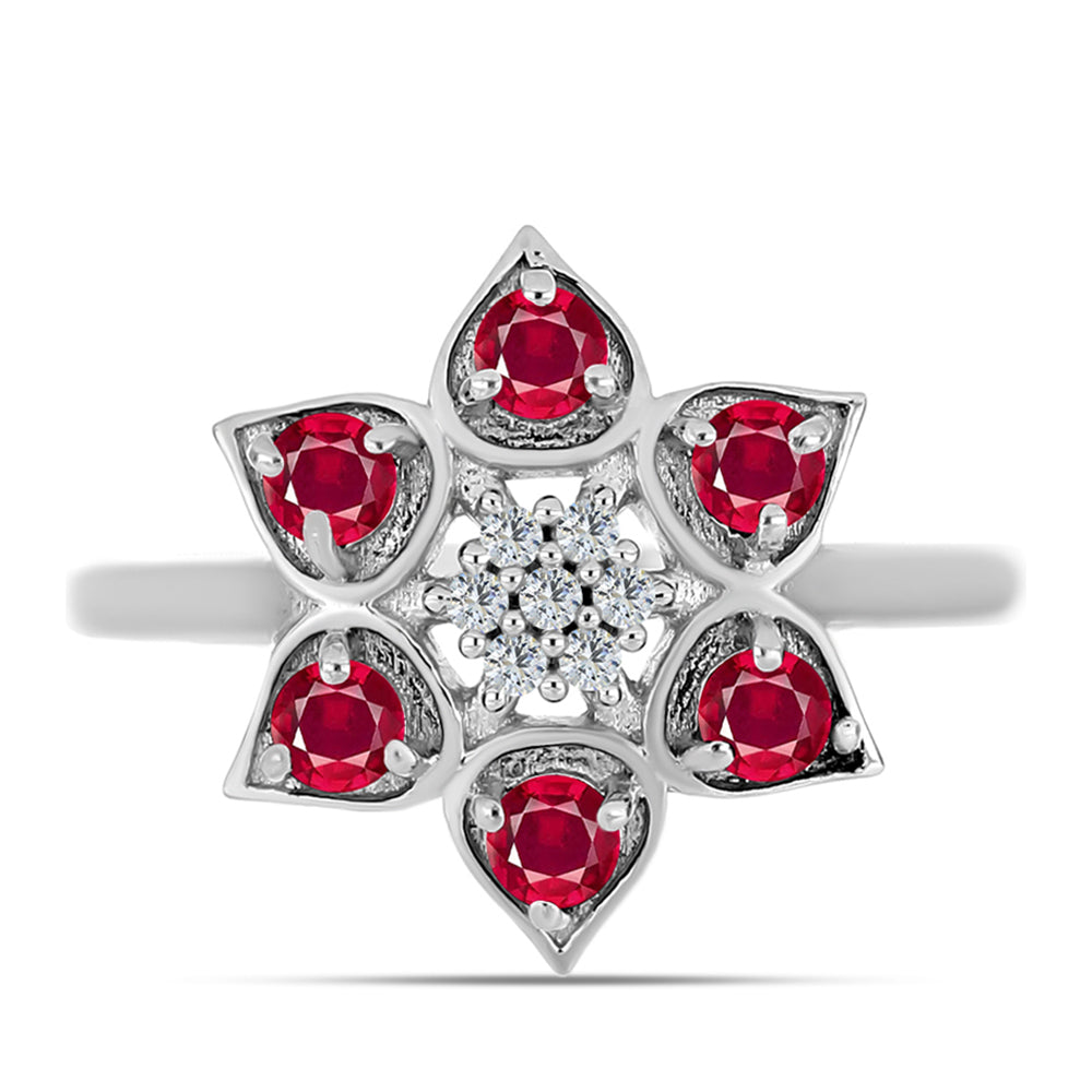 Anillo de Plata con Rubí de Madagascar y Topacio Blanco