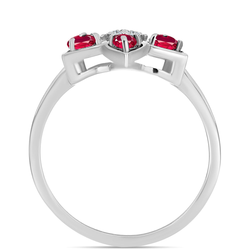 Anillo de Plata con Rubí de Madagascar y Topacio Blanco