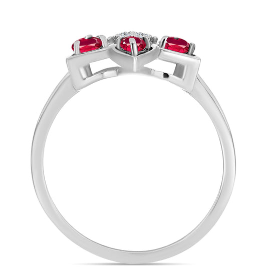 Anillo de Plata con Rubí de Madagascar y Topacio Blanco