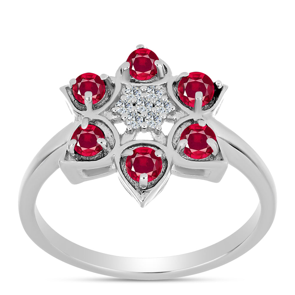 Anillo de Plata con Rubí de Madagascar y Topacio Blanco