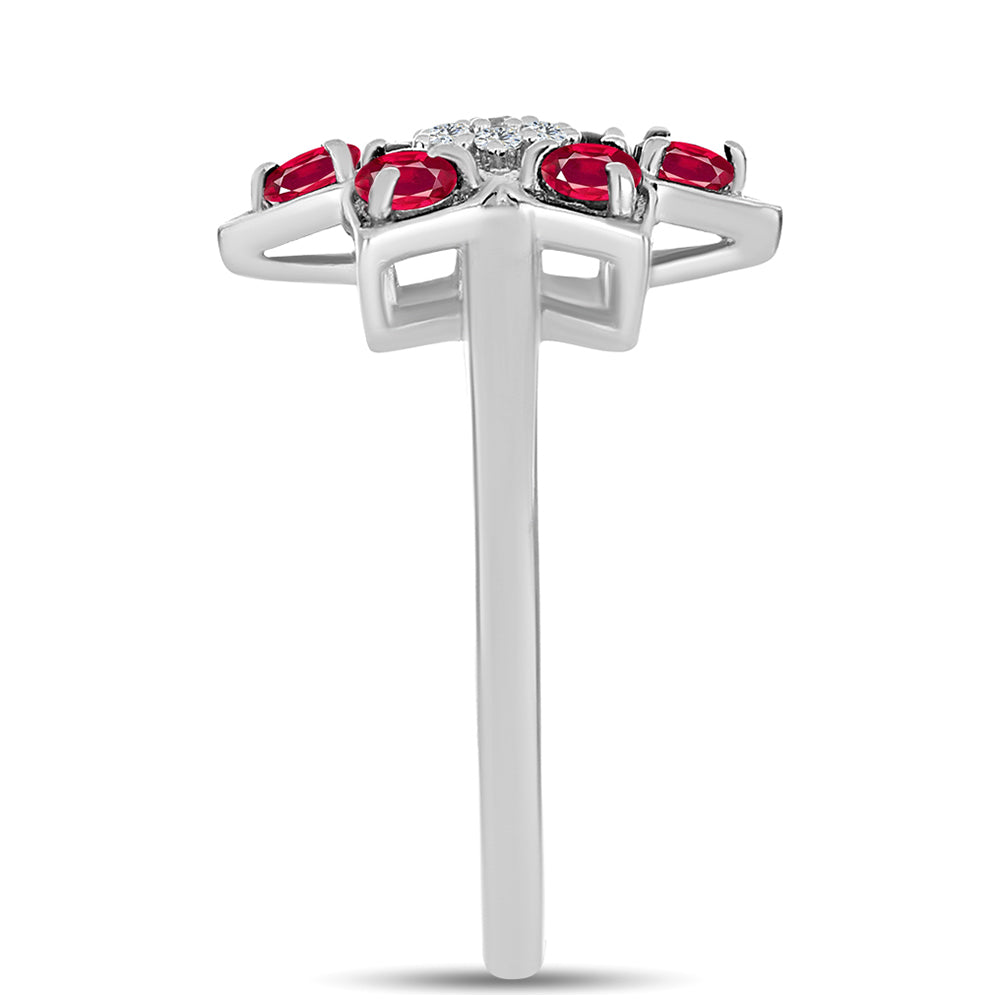 Anillo de Plata con Rubí de Madagascar y Topacio Blanco 4 