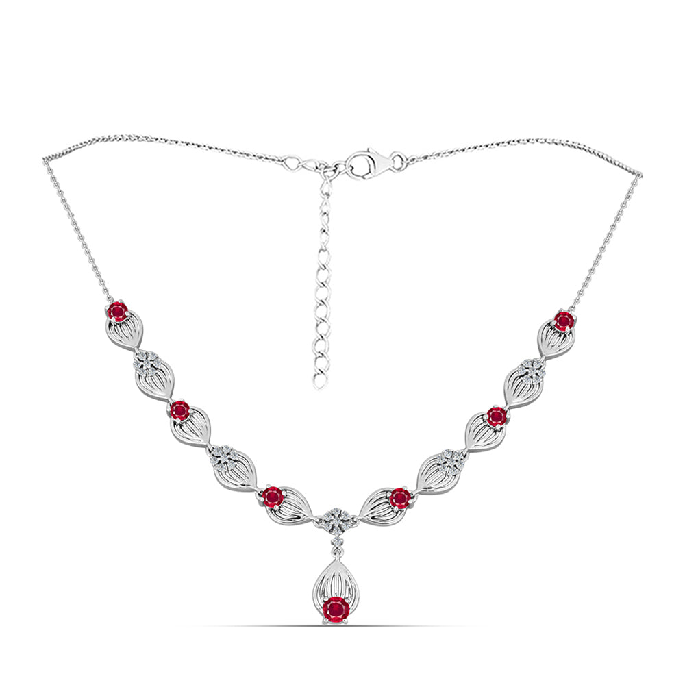 Collar de Plata con Rubí de Madagascar y Topacio Blanco 1 