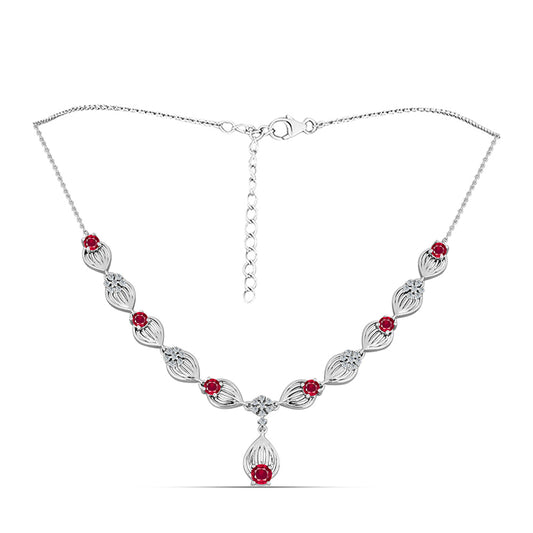 Collar de Plata con Rubí de Madagascar y Topacio Blanco