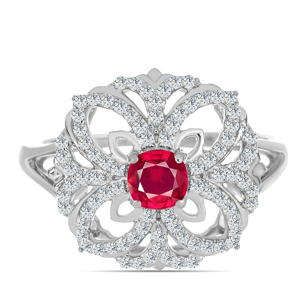 Anillo de Plata con Rubí de Madagascar y Topacio Blanco 1 