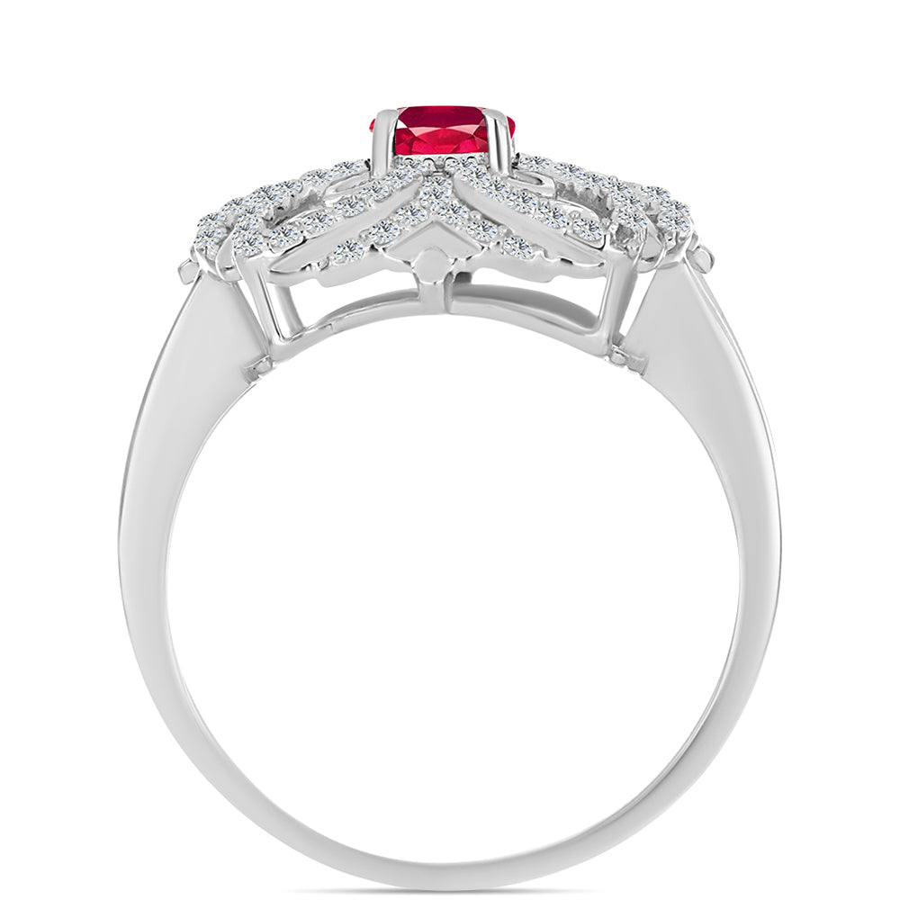 Anillo de Plata con Rubí de Madagascar y Topacio Blanco