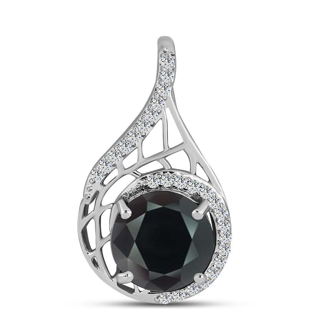 Colgante de Plata con Obsidiana y Topacio Blanco 1 