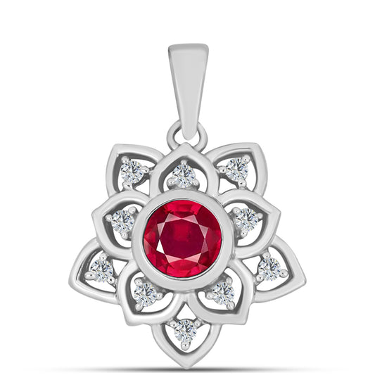 Colgante de Plata con Rubí de Madagascar y Topacio Blanco