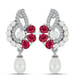 Pendientes de Plata con Rubí de Madagascar y Perla blanca de agua dulce