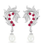 Pendientes de Plata con Rubí de Madagascar y Perla blanca de agua dulce