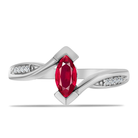 Anillo de Plata con Rubí de Madagascar y Topacio Blanco