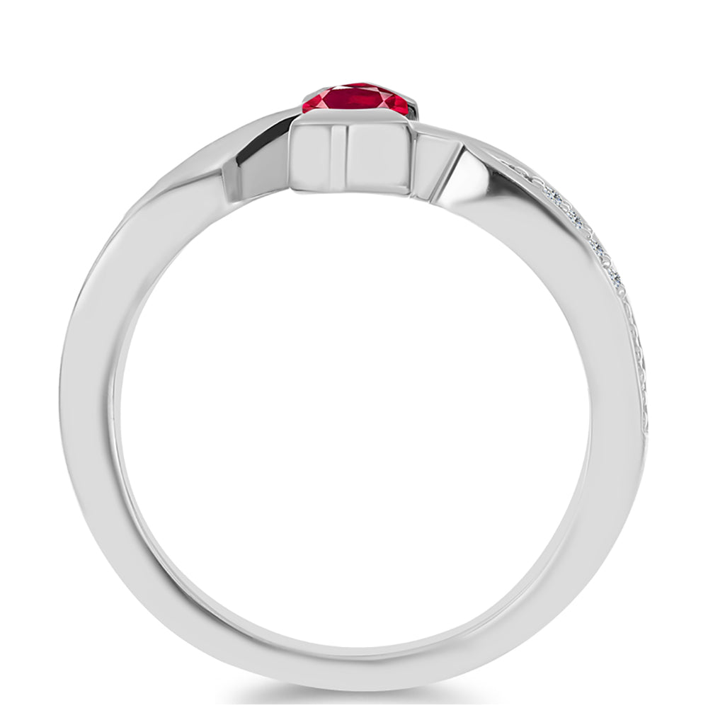 Anillo de Plata con Rubí de Madagascar y Topacio Blanco 2 