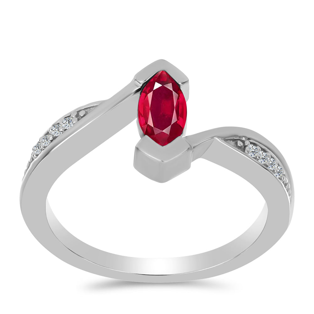 Anillo de Plata con Rubí de Madagascar y Topacio Blanco