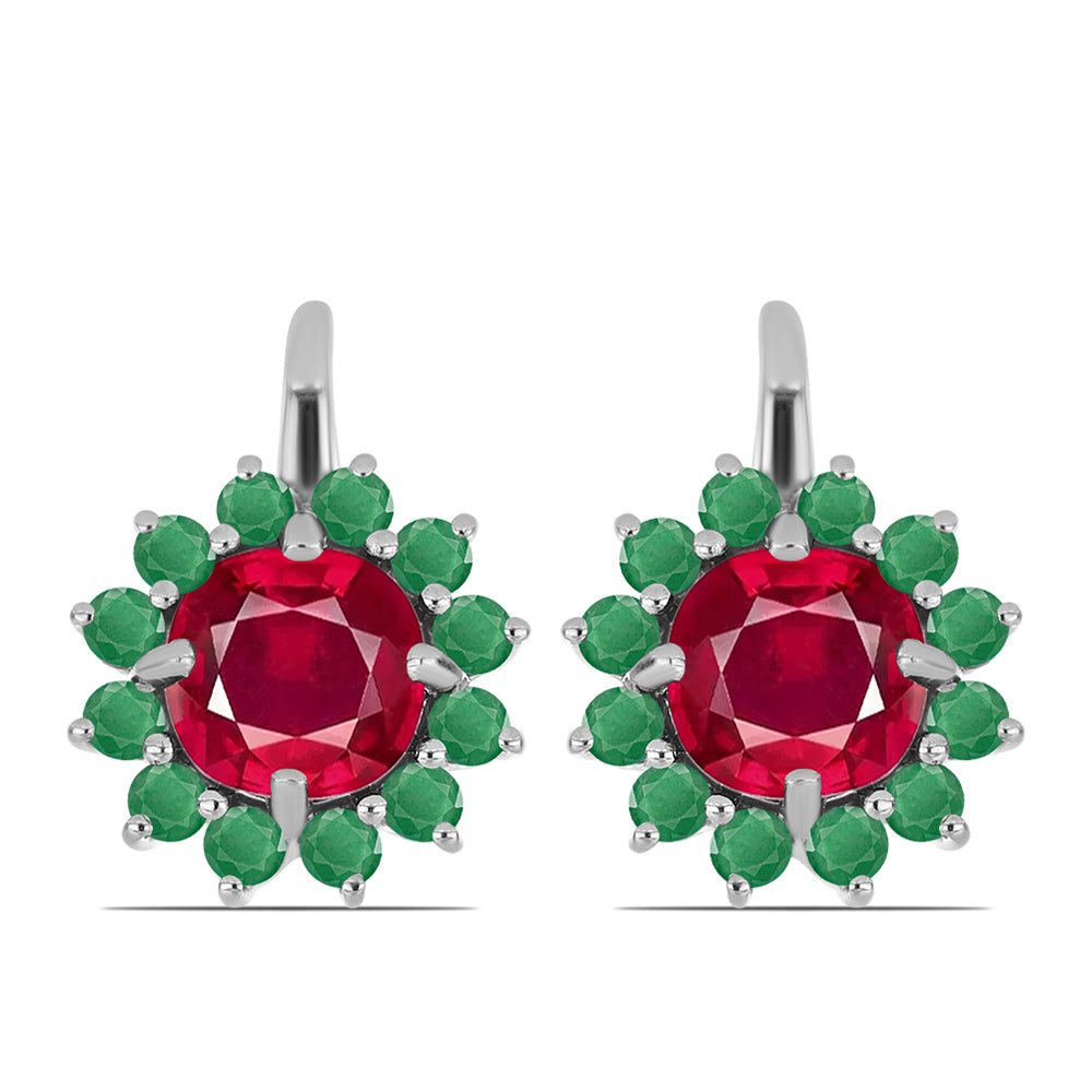 Pendientes de Plata con Rubí de Madagascar y Esmeralda de Brasil 1 